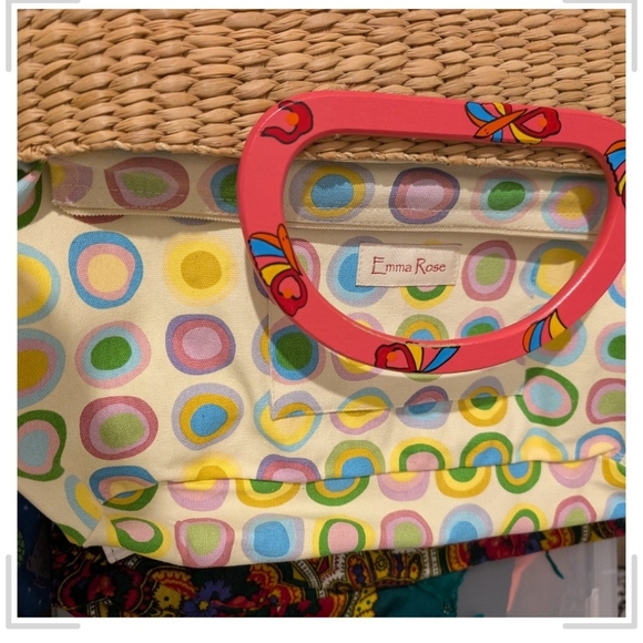 Pre-owned Vintage Vibrant Butterfly Woven Tote Bag - Picture 4 of 13